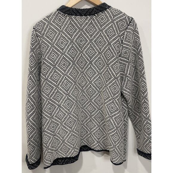 JM Collection‎ Women Cardigan Sweater Size X-Large White Black Accent Trim Open - Picture 7 of 11